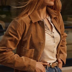 Anthropologie BLANKNYC REAL SUEDE CROP JACKET